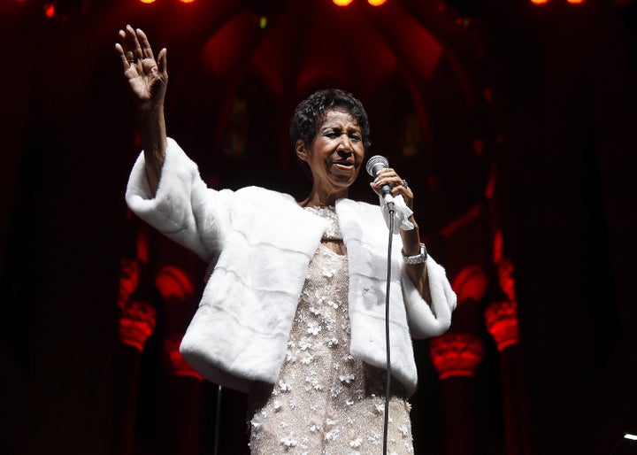 Franklin performs at the Elton John AIDS Foundation gala in New York on Nov. 7, 2017.