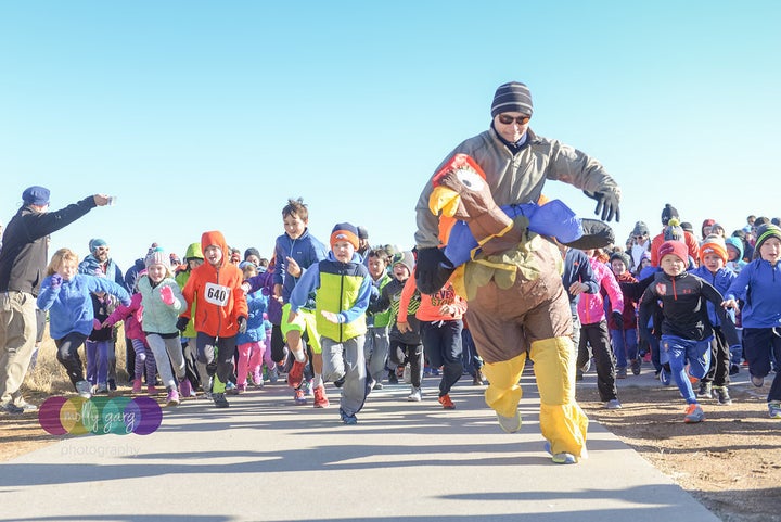 The Harvesting Hope 5K offers a free fun run for kids in which participants chase a "turkey."