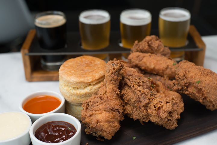 Southern fried chicken with home made dipping sauces.