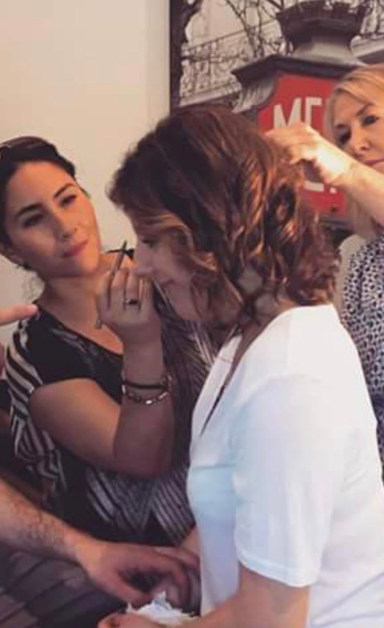 <strong>Getting the full treatment before going live on air: Carly Fleischmann.</strong>