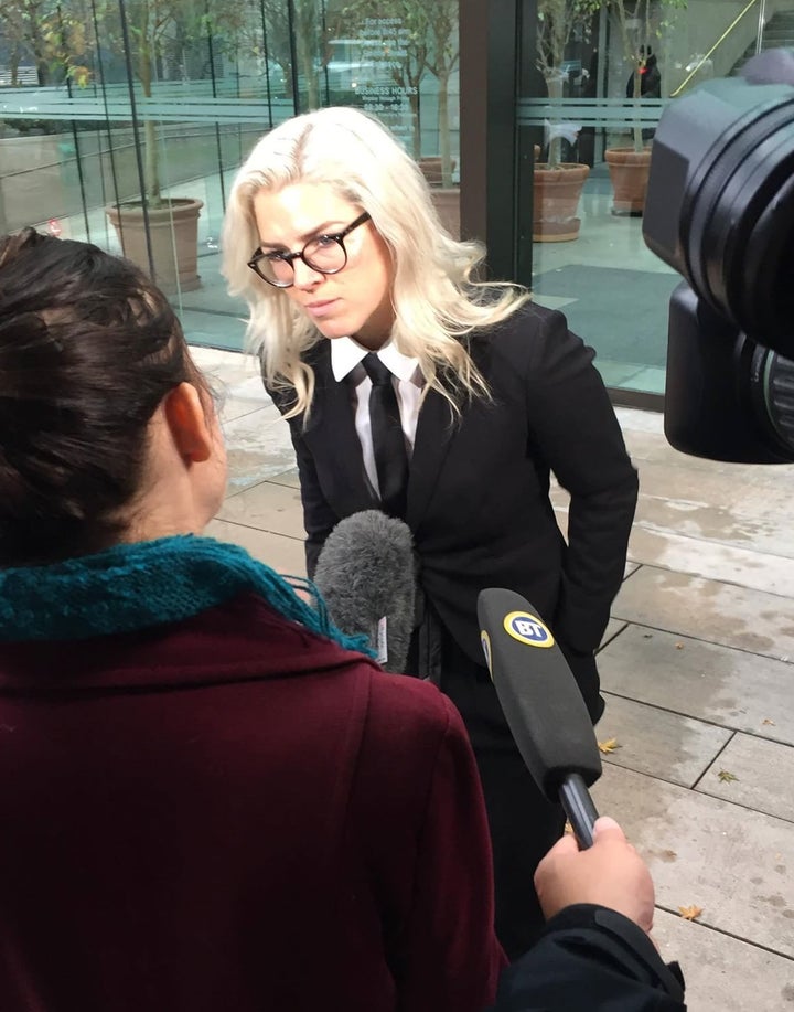 Lewis outside of a Vancouver court during the strike hearing.