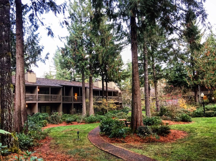 The Resort at the Mountain is set in huge evergreen forests at the base of Mount Hood.