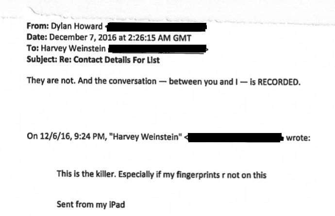 Harvey Weinstein and National Enquirer editor-in-chief Dylan Howard exchanged emails about an interview seeking dirt on Rose McGowan.