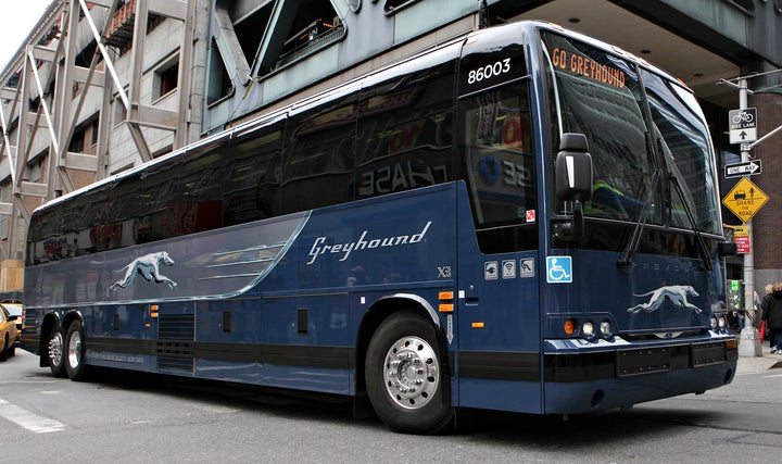 A Greyhound bus.