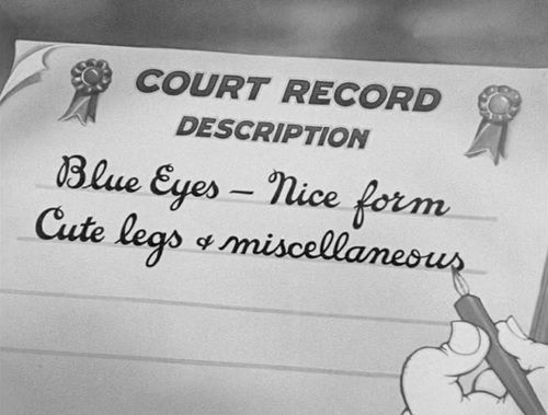 The judge, following the trope of the perverted old man, describes Betty Boop’s body more than her testimony.