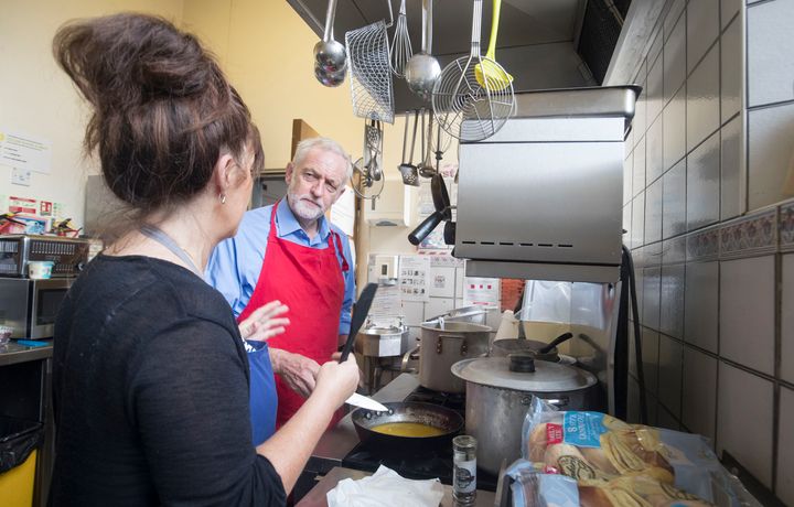 Jeremy Corbyn on a visit at the Kirkgate Centre, Shipley, to speak to older people about Labour's plans to fund social care.