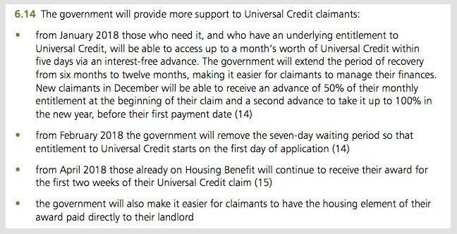 The official Budget Red Book states the changes to Universal Credit won't be effective until January at the earliest