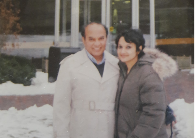 Mou and her father Abdul Majid Khan at the JFK School of Government, 2008