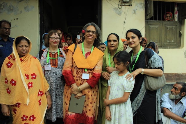 Mou’s mother and daughter with the US Ambassador, and the USAid Mission Director during their visit.