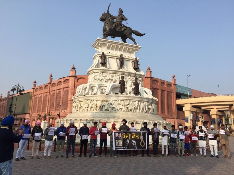 A protest to raise awareness for Jagtar Singh Johal and Sikh political prisoners in Amritsar.