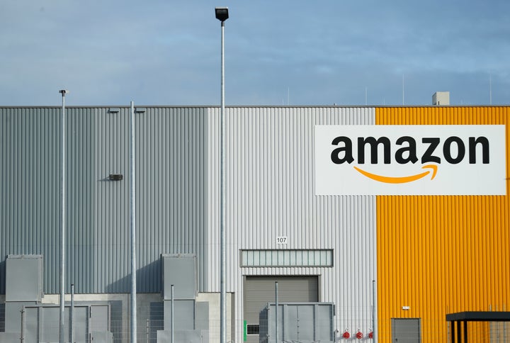 A view of the new Amazon logistic center with the company's logo in Dortmund, Germany.