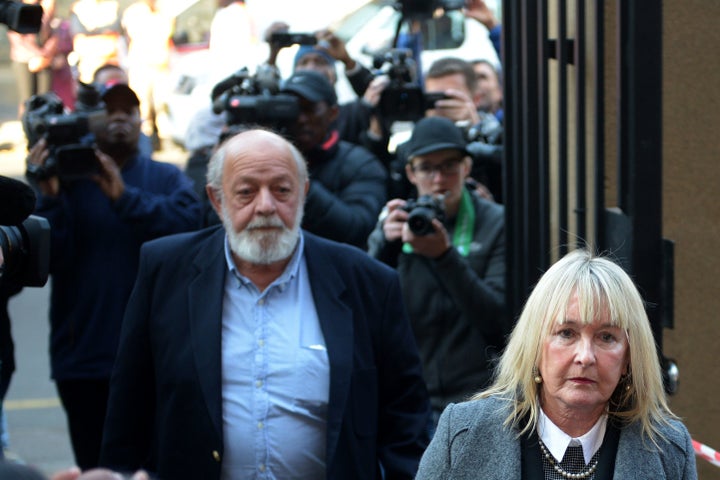 The parents of Reeva Steenkamp arrive at court for Oscar Pistorius' original sentencing for murder on July 6, 2016.