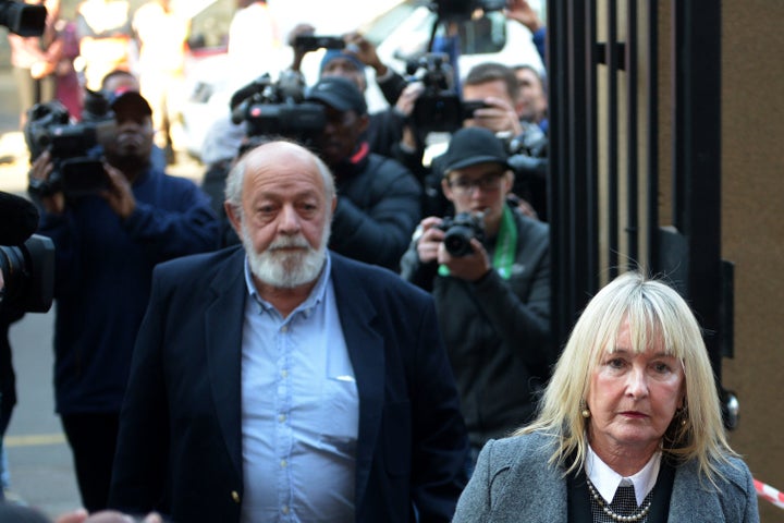 The parents of Reeva Steenkamp arrive at court for Oscar Pistorius' original sentencing for murder on July 6, 2016.