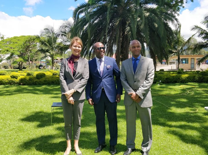 Meeting with Hon. Antony Mavunde, Deputy Minister of State in the Prime Minister's Office, Tanzania, and Patrick Ngowi, Global Compact Network Tanzania Chairman and 2016 UN Global Compact SDG Pioneer at the Responsible Business Forum Tanzania.