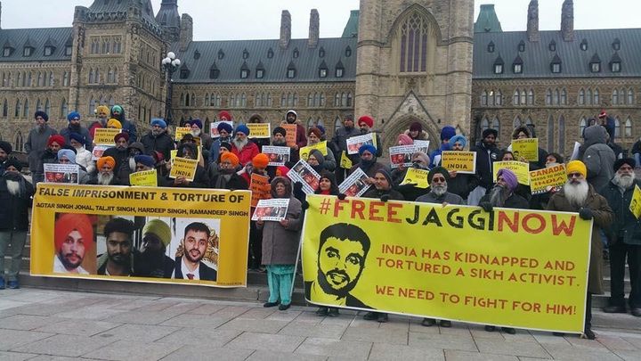 A protest was held in front of the parliamentary building in Ottawa, Canada to raise awareness for Jagtar Singh Johal and three other Sikh political prisoners, Ramandeep Singh, Taljit Singh, and Hardeep Singh.