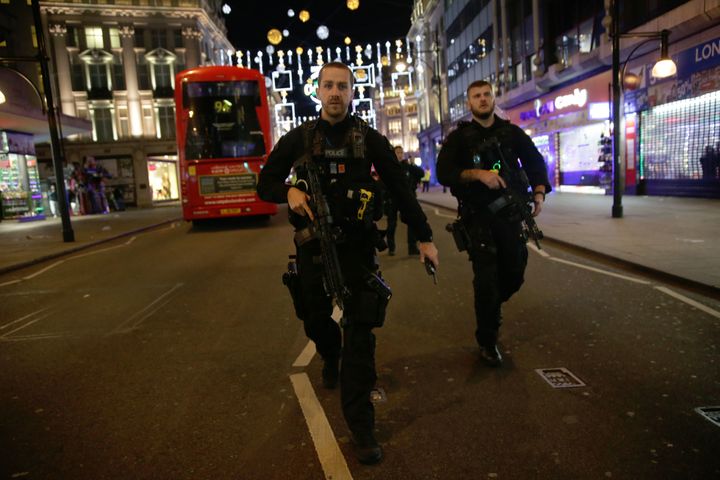 Armed police on Oxford Street after people reported hearing gunshots