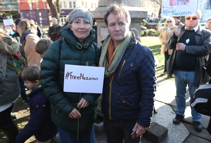 Richard Ratcliffe joined actor Emma Thompson in West Hampstead, north London, on Saturday