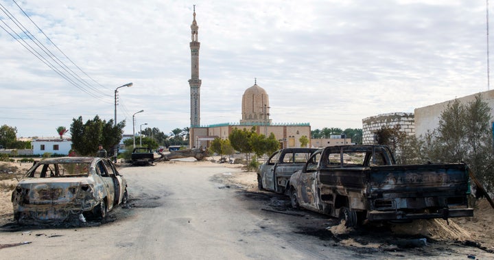 A picture showing the Al Rawdah mosque, where ISIS killed hundreds on Friday.