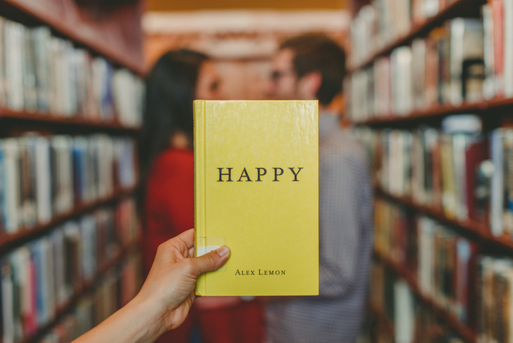 Photo credit: Josh Felise on Unsplash. Book: Happy by Alex Lemon.