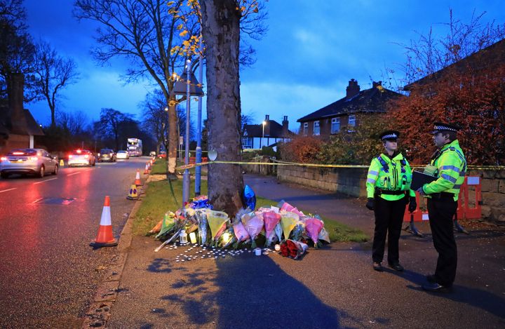Floral tributes at the scene 