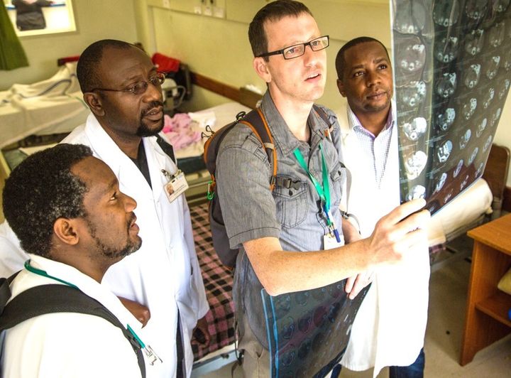 Dr. Eric Hansen teaching pediatric surgery at Kijabe Hospital in Kenya. 