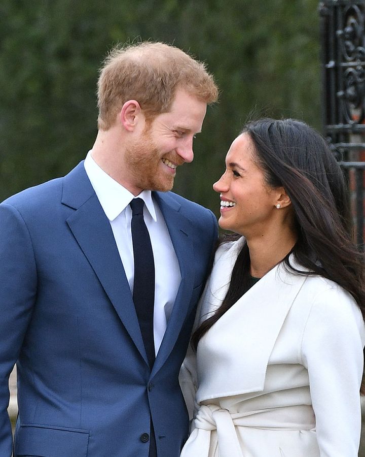 Prince Harry and Meghan Markle in the Sunken Garden at Kensington Palace 