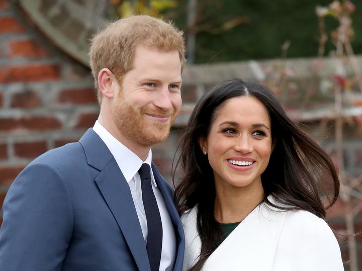 Actress Meghan Markle and Prince Harry on Monday, after announcing their engagement.