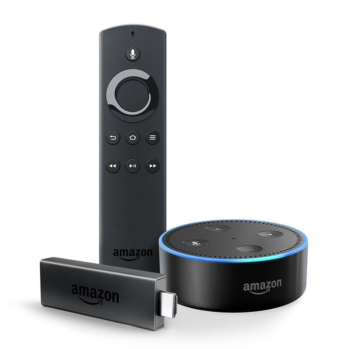 <strong>Fire TV Stick + Echo Dot</strong> - <a href="https://www.amazon.com/dp/B0758XXCSC?tag=thehuffingtop-20" tar