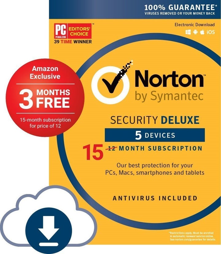 <strong>Norton Security Deluxe 5 Devices; Amazon Exclusive 15-month Subscription - <a href="https://www.amazon.com/gp/product