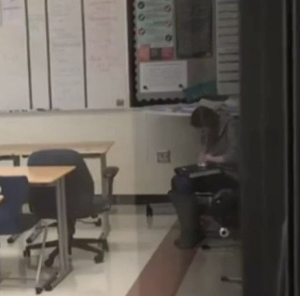 This screenshot from a video allegedly shows Indiana teacher Samantha Cox using cocaine. She was arrested Wednesday on charges of possessing a controlled substance and drug paraphernalia.