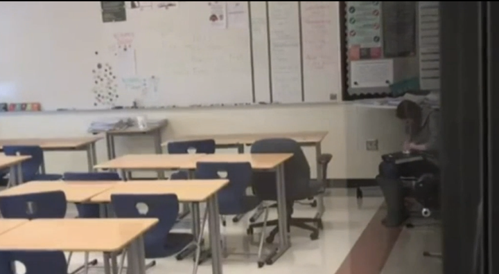 This screenshot from a video allegedly shows Indiana teacher Samantha Cox using cocaine. She was arrested Wednesday on charges of possessing a controlled substance and drug paraphernalia.