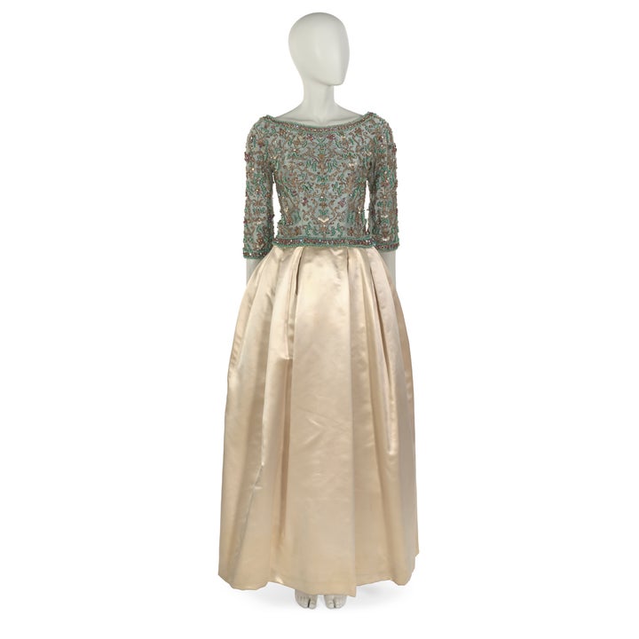 Sarmi: Evening dress of silk embroidered with beads and satin, 1961. Worn to the inaugural ball in honor of President John F. Kennedy in Washington, DC, on January 20, 1961. Museum of the City of New York. Gift of Mrs. William Cahan, 1972