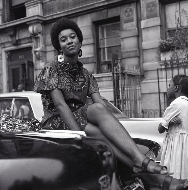 <p>Grandassa model Pat Bardonelle during the Garvey Day Parade, August 17, 1968.</p>