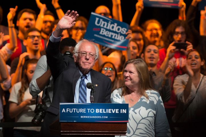 Sen. Bernie Sanders at a rally for supporters of his 2016 presidential bid at the University of Puerto Rico on May 16, 2016.
