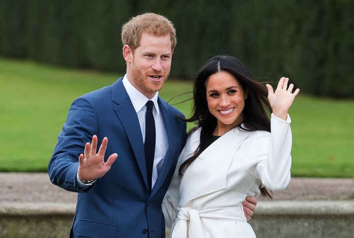 Harry and Meghan at a photocall on Monday 