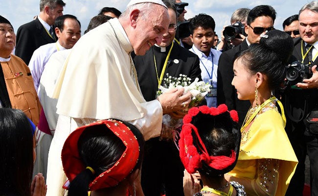Pope Francis early during the first papal visit to Myanmar.
