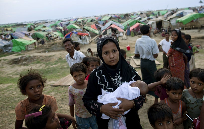 Displaced Rohingya living at a camp in Sittwe, Myanmar.