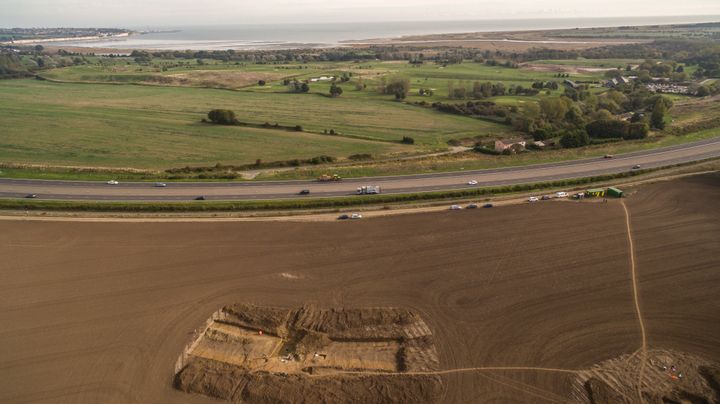 Pegwell Bay can be seen in the distance from the the excavation site