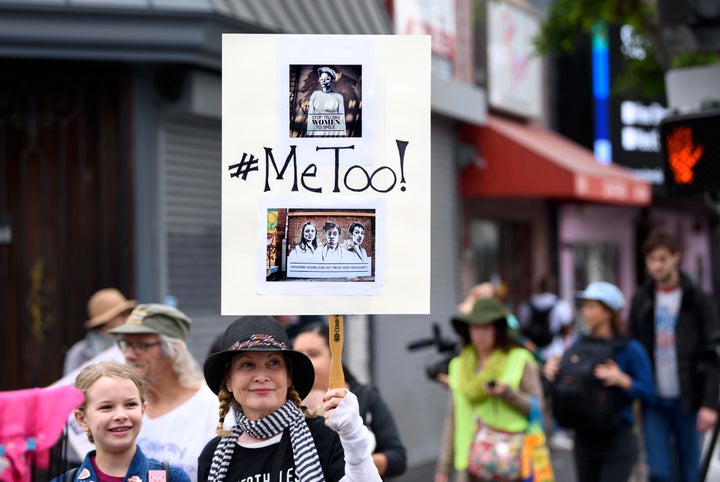 Protesters attend a #MeToo rally in Los Angeles on Nov. 12.