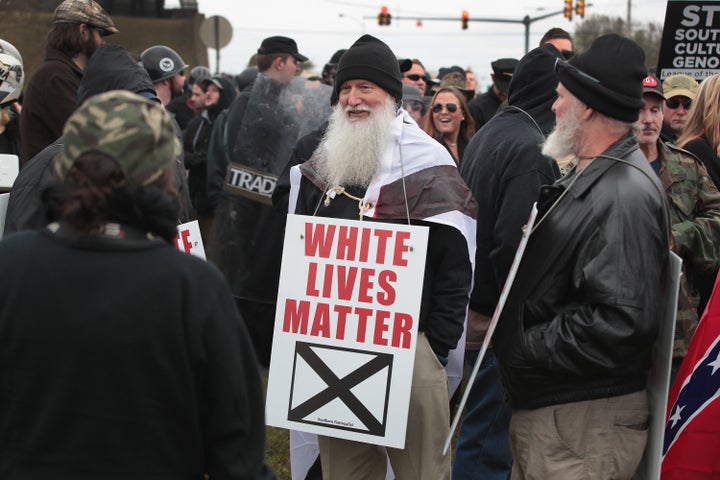 White nationalists attend a rally on Oct. 28 in Shelbyville, Tennessee.