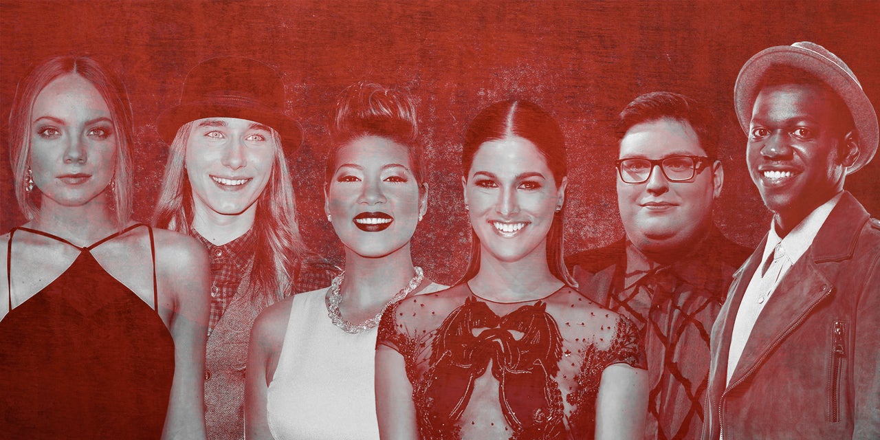 "Voice" winners Danielle Bradbery (season four), left, Sawyer Fredericks (season eight), Tessanne Chin (season five), Cassadee Pope (season three), Jordan Smith (season nine) and Chris Blue (season 12).