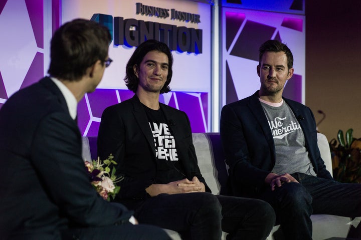 Panelists at last year's Ignition conference included WeWork co-founders Adam Neumann, center, and Miguel McKelvey. None of the panelists in the eight years of the conference has been a black woman.