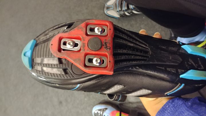 What the bottom of the shoes look like... they actually click into the bike so don’t worry about falling off.