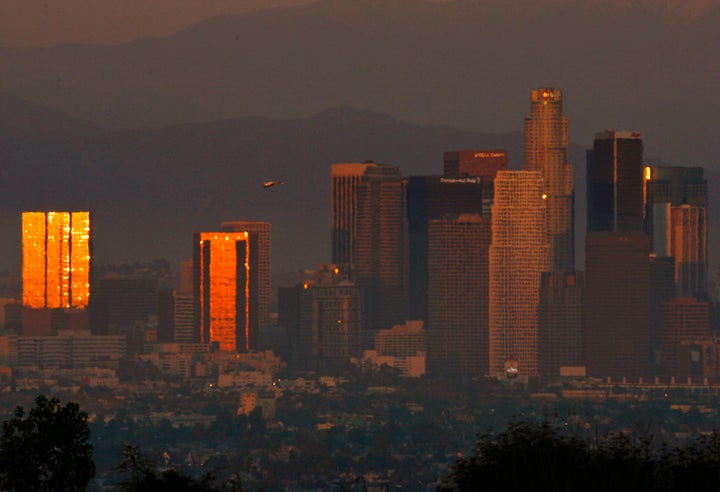 Smog and haze in Los Angeles.