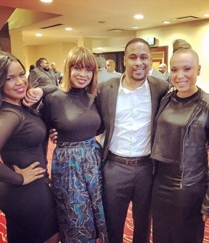 Jason Hardy with former clients and sister trio Virtue at the 2015 BMI Trailblazers of Gospel Awards in Atlanta, Georgia