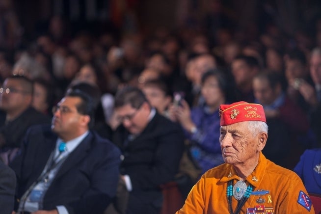 <em>Navajo Code Talker Thomas Begay at White House Tribal Nations Conference</em>