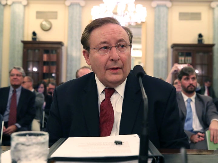 Barry Myers answers questions at his Senate confirmation hearing on Wednesday.