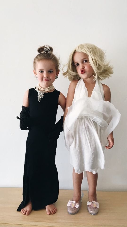 Let’s play dress-up! Emma and Mila as Audrey Hepburn and Marilyn Monroe. 