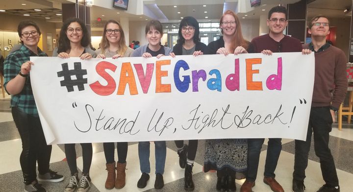 Graduate students at today’s #SaveGradEd day of action at The Ohio State University