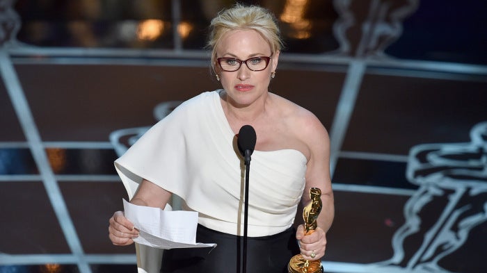 Actress Patricia Arquette collects the 2015 Best Supporting Actress Award.